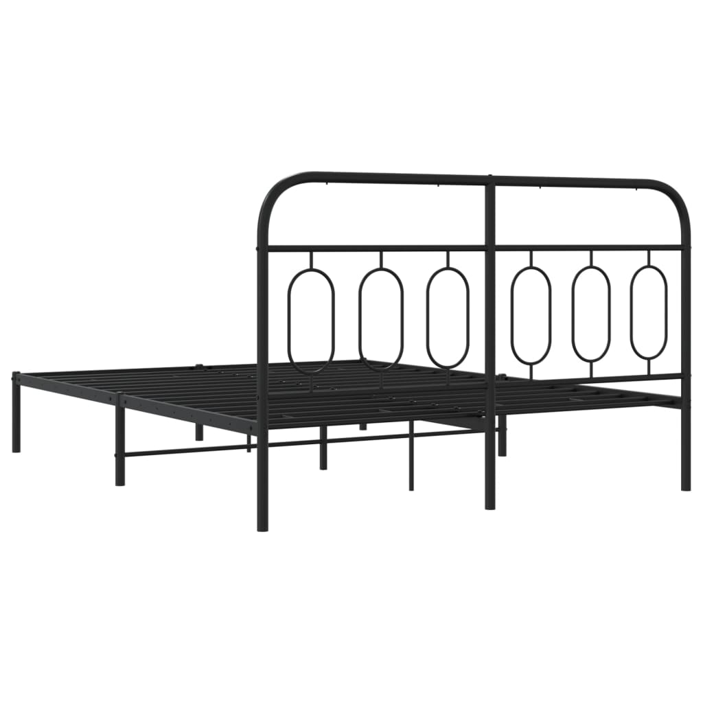 Metalni okvir za krevet s uzglavljem crni 140x190 cm