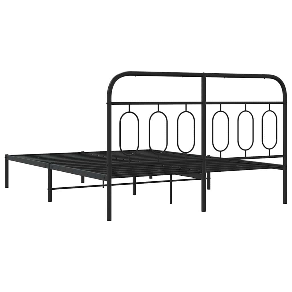 Metalni okvir za krevet s uzglavljem crni 150x200 cm