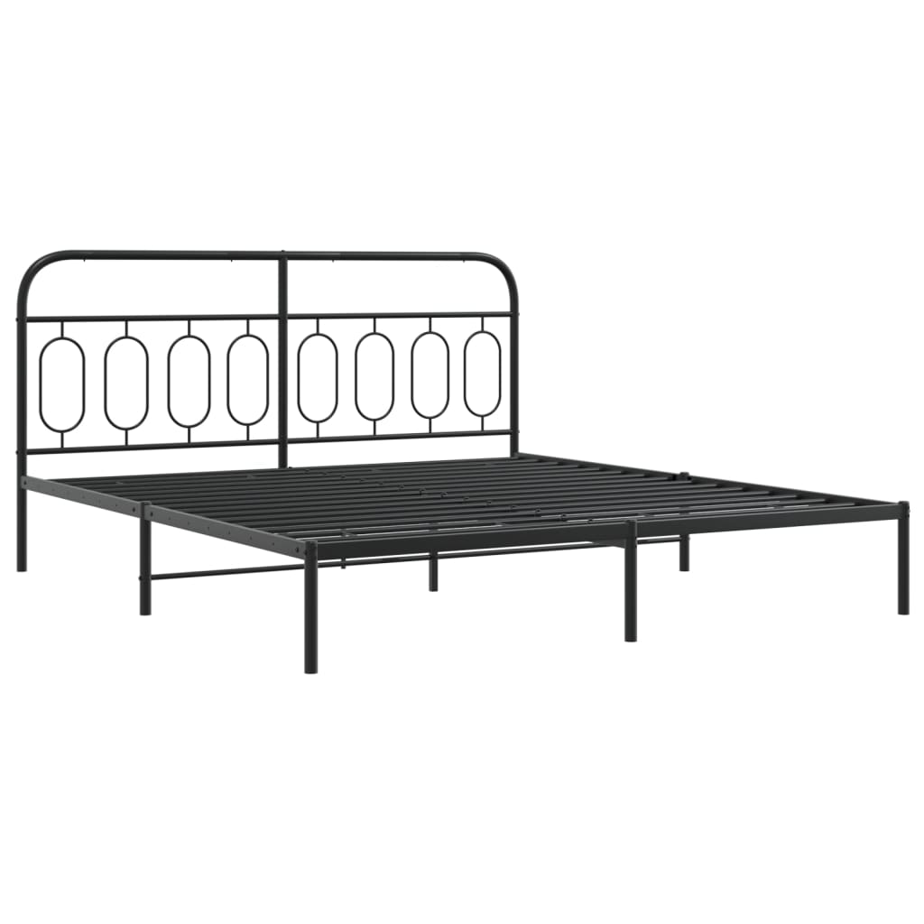Metalni okvir za krevet s uzglavljem crni 193x203 cm
