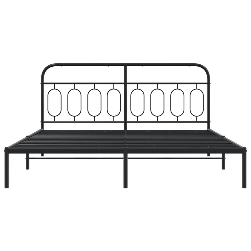 Metalni okvir za krevet s uzglavljem crni 193x203 cm
