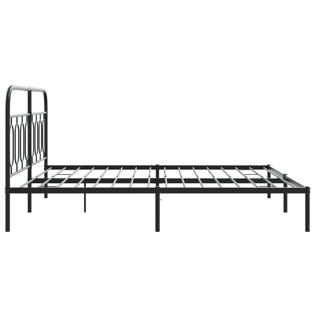 Metalni okvir za krevet s uzglavljem crni 193x203 cm