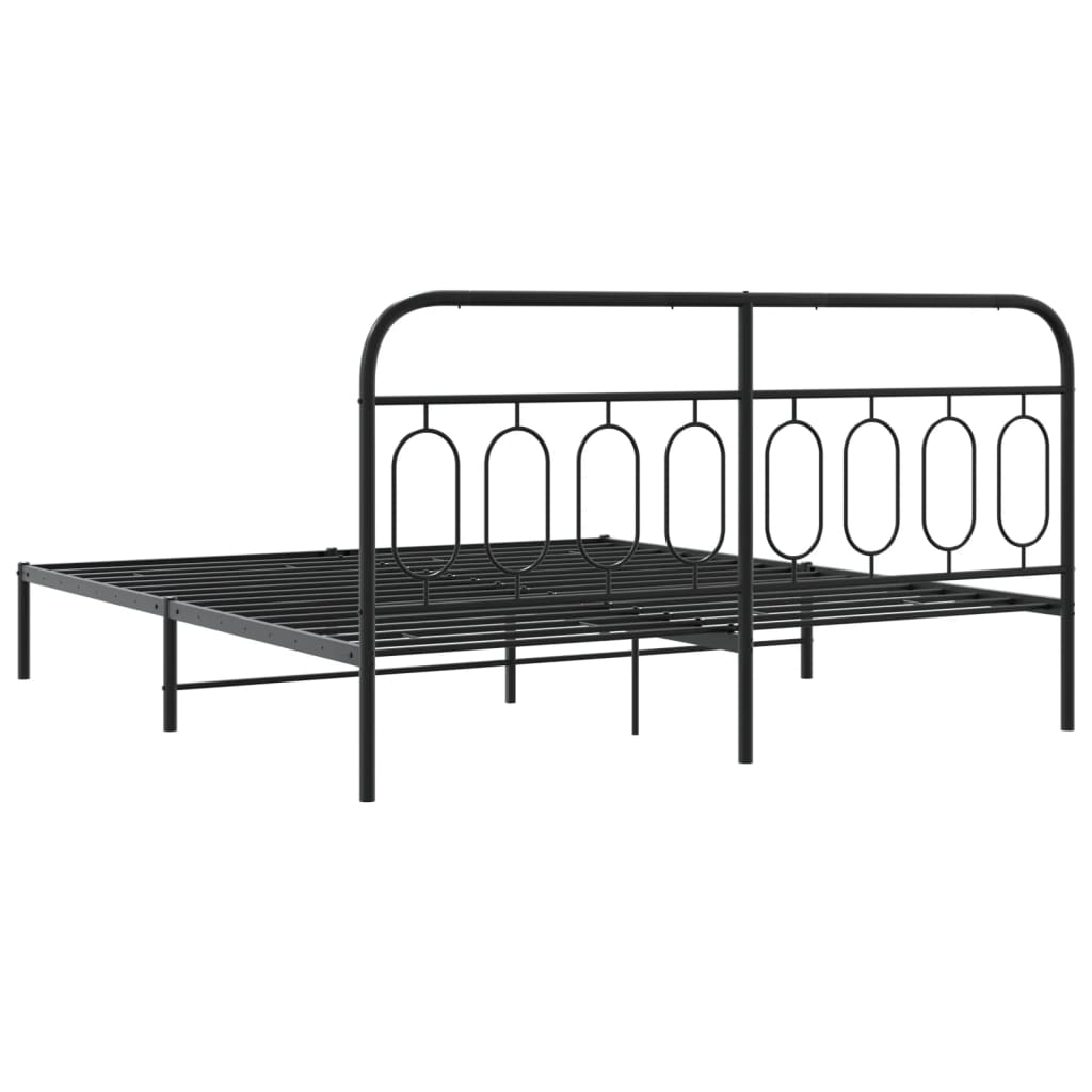 Metalni okvir za krevet s uzglavljem crni 193x203 cm