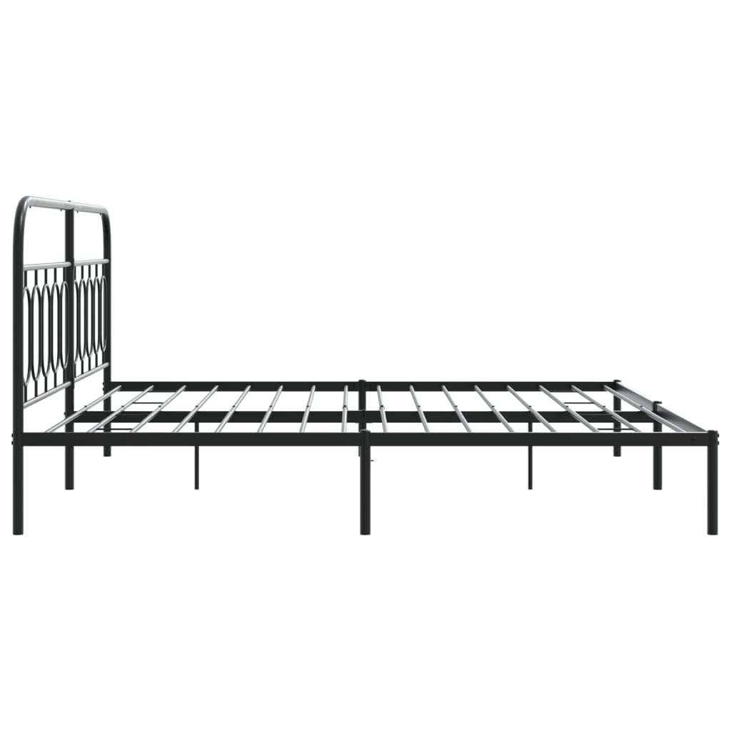 Metalni okvir za krevet s uzglavljem crni 200x200 cm