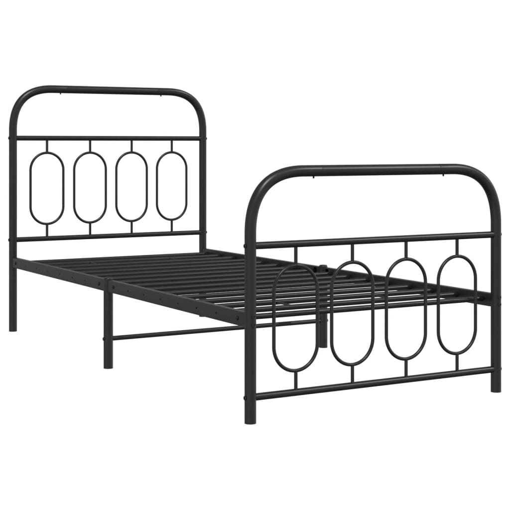 Metalni okvir kreveta uzglavlje i podnožje crni 90 x 200 cm