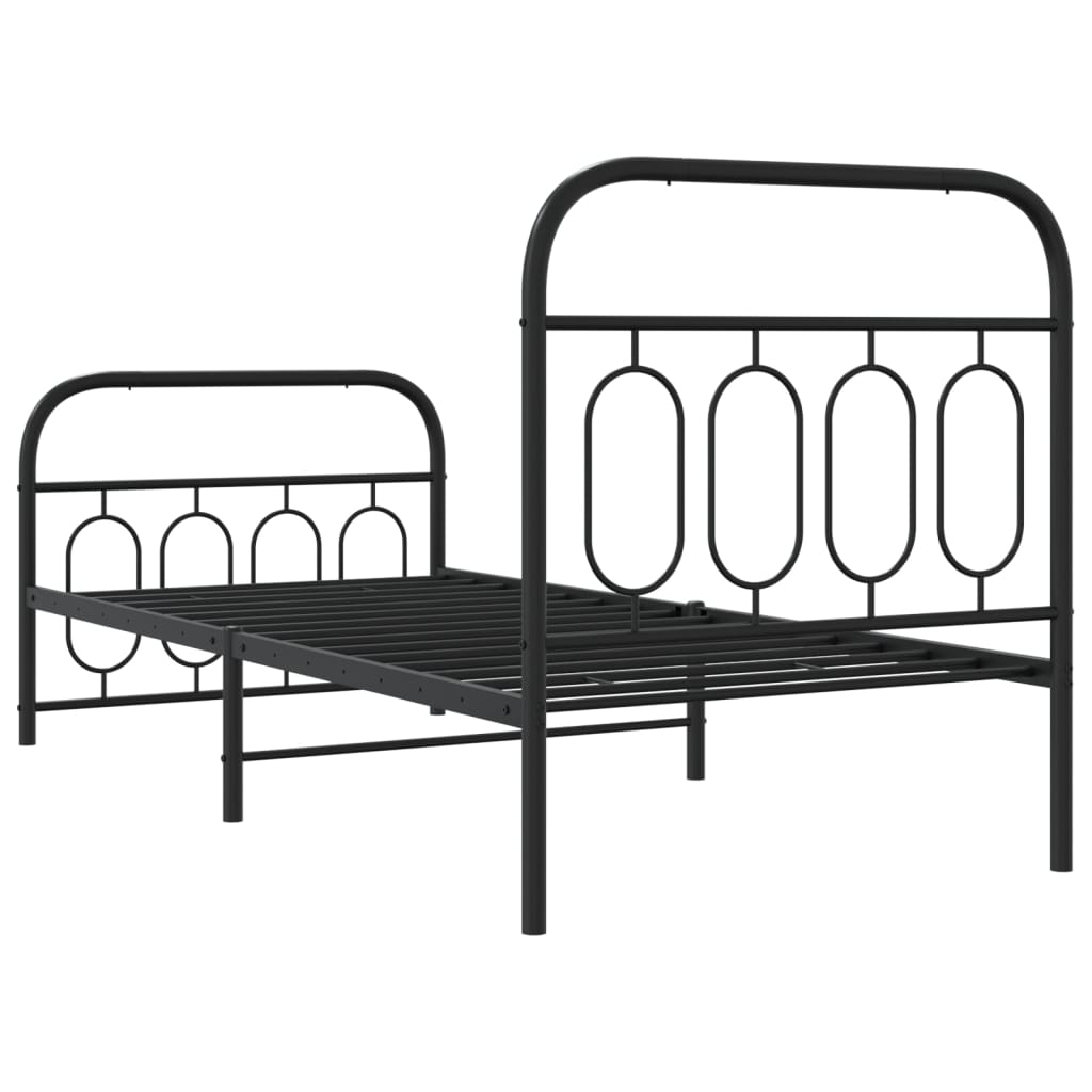 Metalni okvir kreveta uzglavlje i podnožje crni 90 x 200 cm
