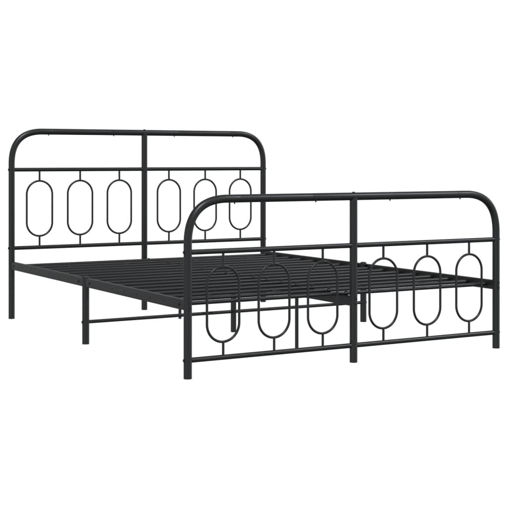 Metalni okvir kreveta uzglavlje i podnožje crni 140x190 cm