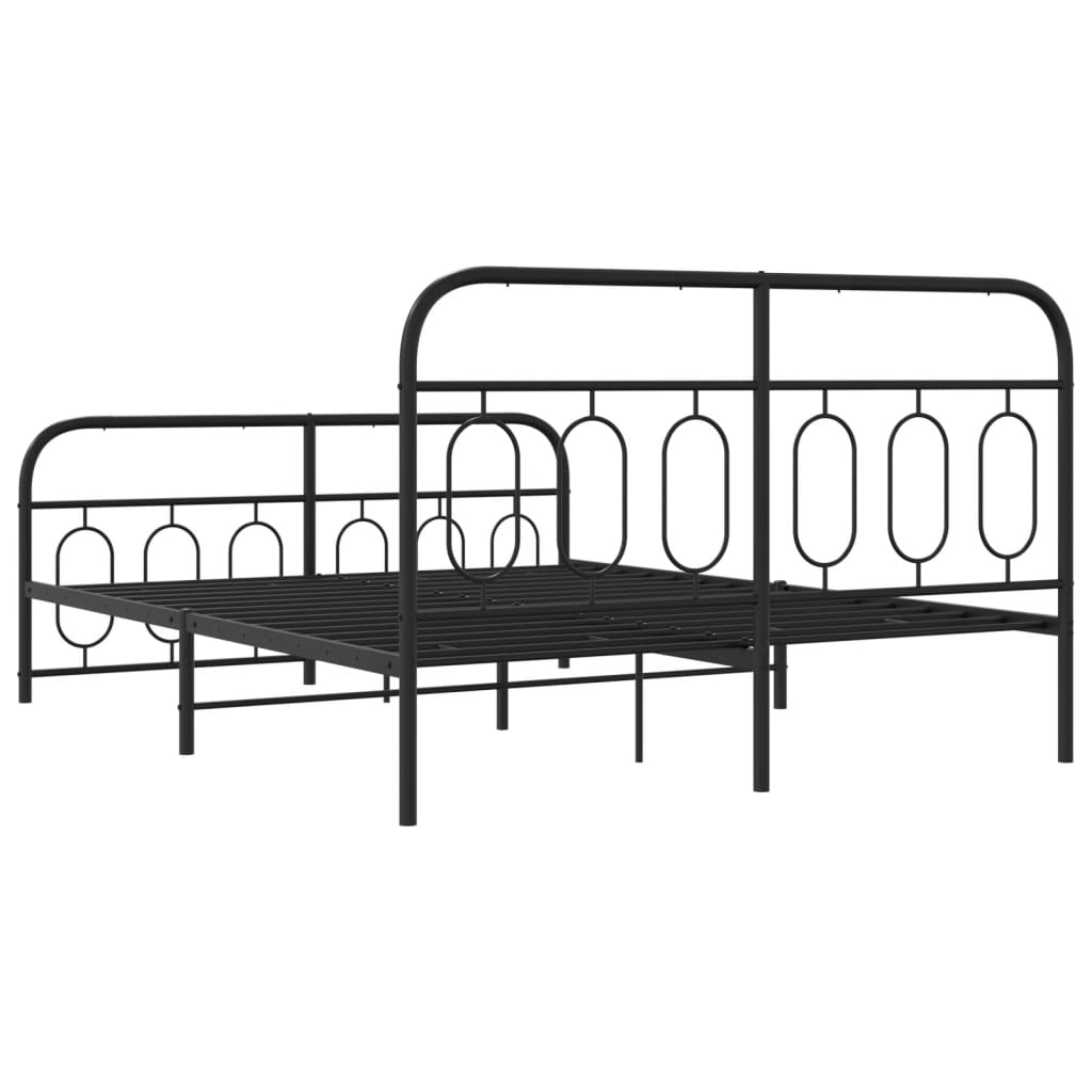 Metalni okvir kreveta uzglavlje i podnožje crni 140x190 cm