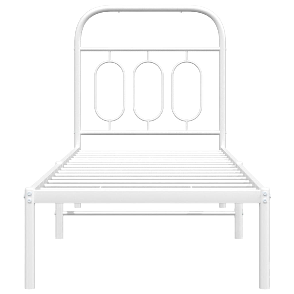 Metalni okvir krevet bez madraca s uzglavljem bijeli 75x190 cm