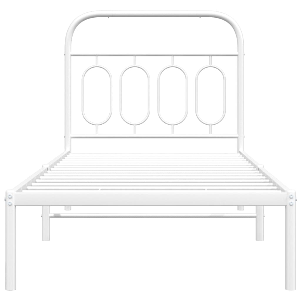 Metalni okvir za krevet s uzglavljem bijeli 80x200 cm