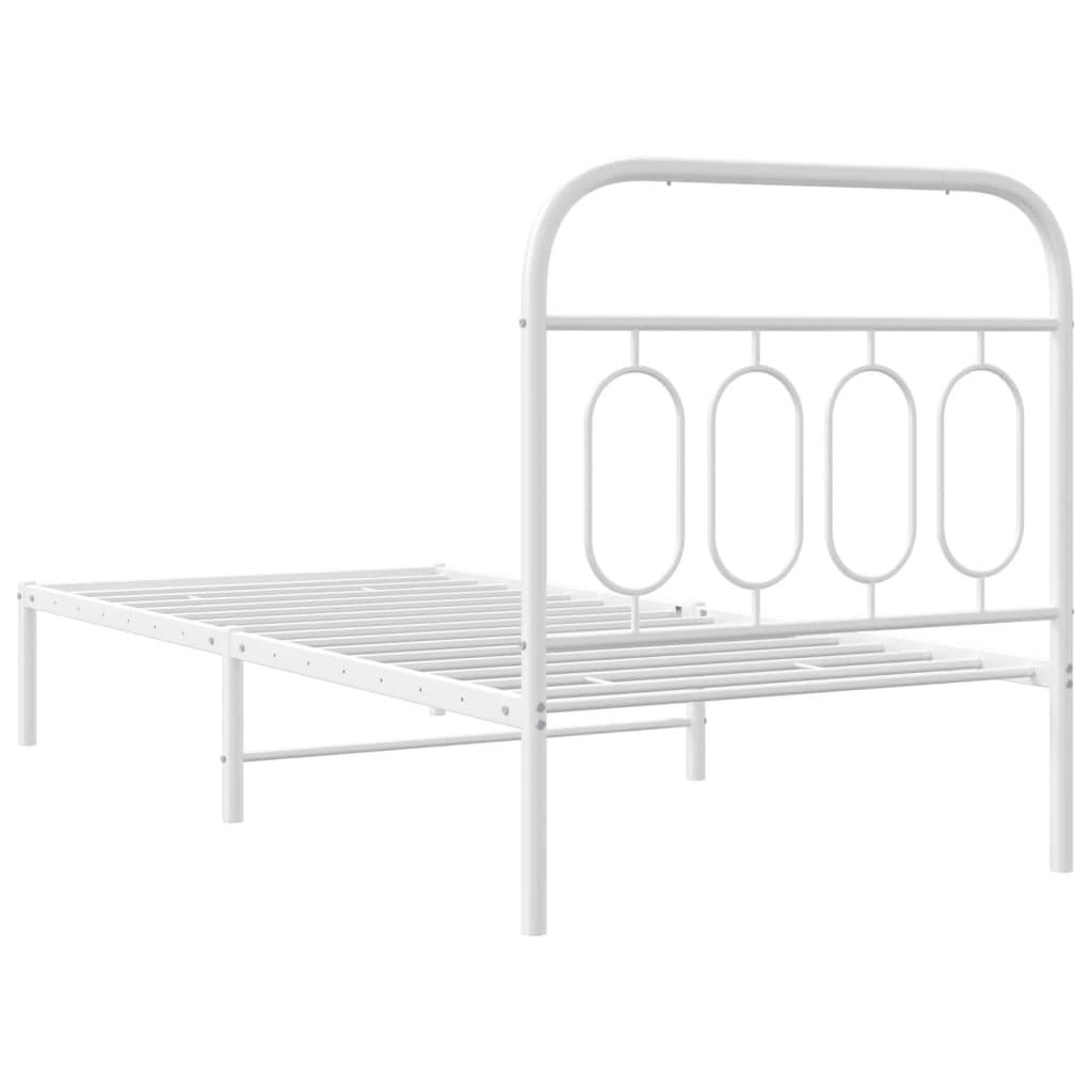 Metalni okvir za krevet s uzglavljem bijeli 80x200 cm