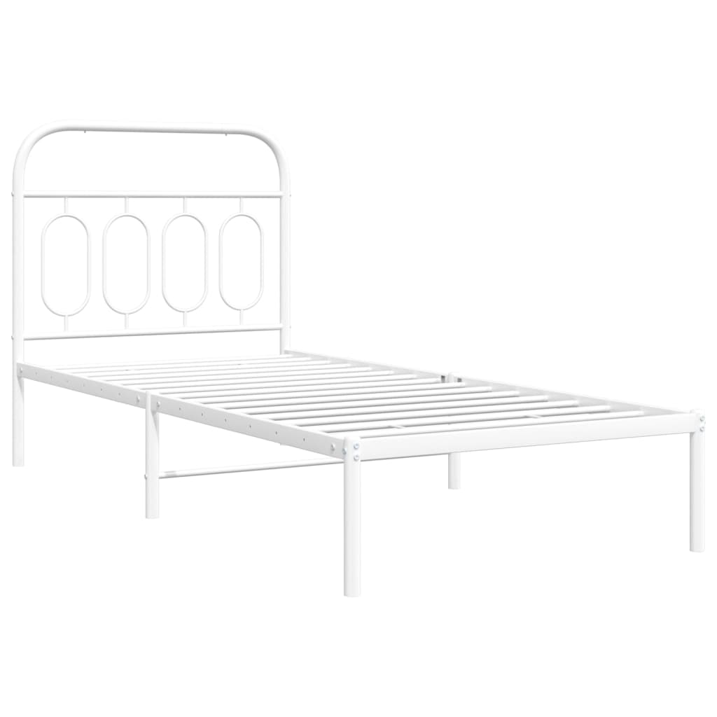 Metalni okvir za krevet s uzglavljem bijeli 90x200 cm