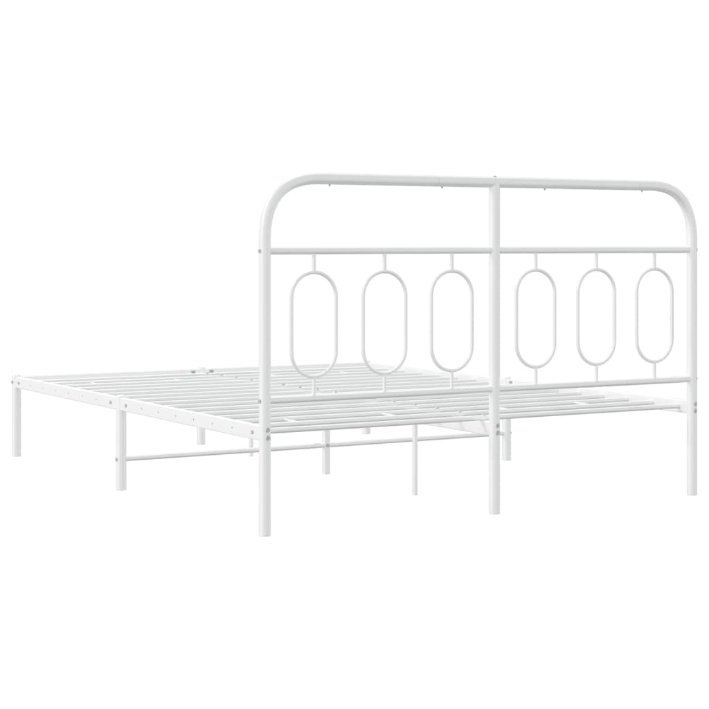 Metalni okvir za krevet s uzglavljem bijeli 140 x 200 cm