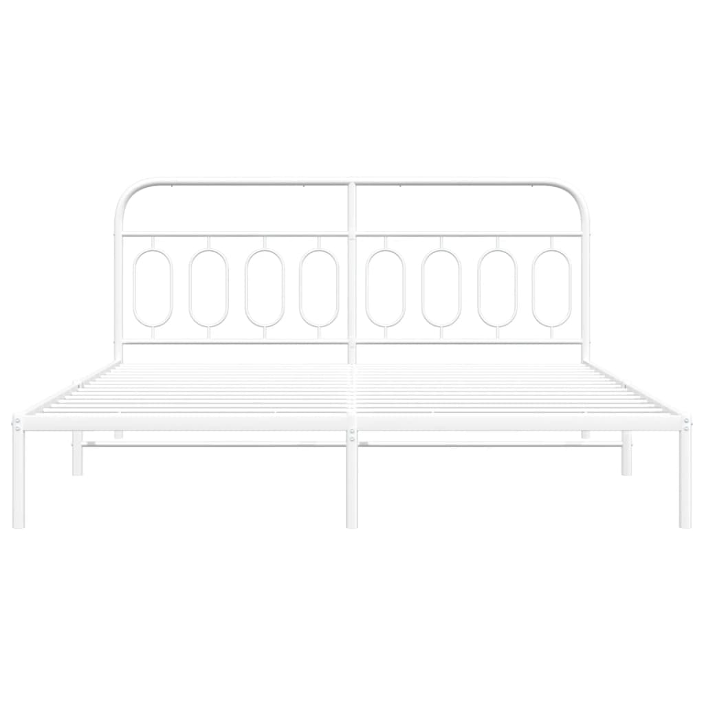 Metalni okvir za krevet s uzglavljem bijeli 183x213 cm