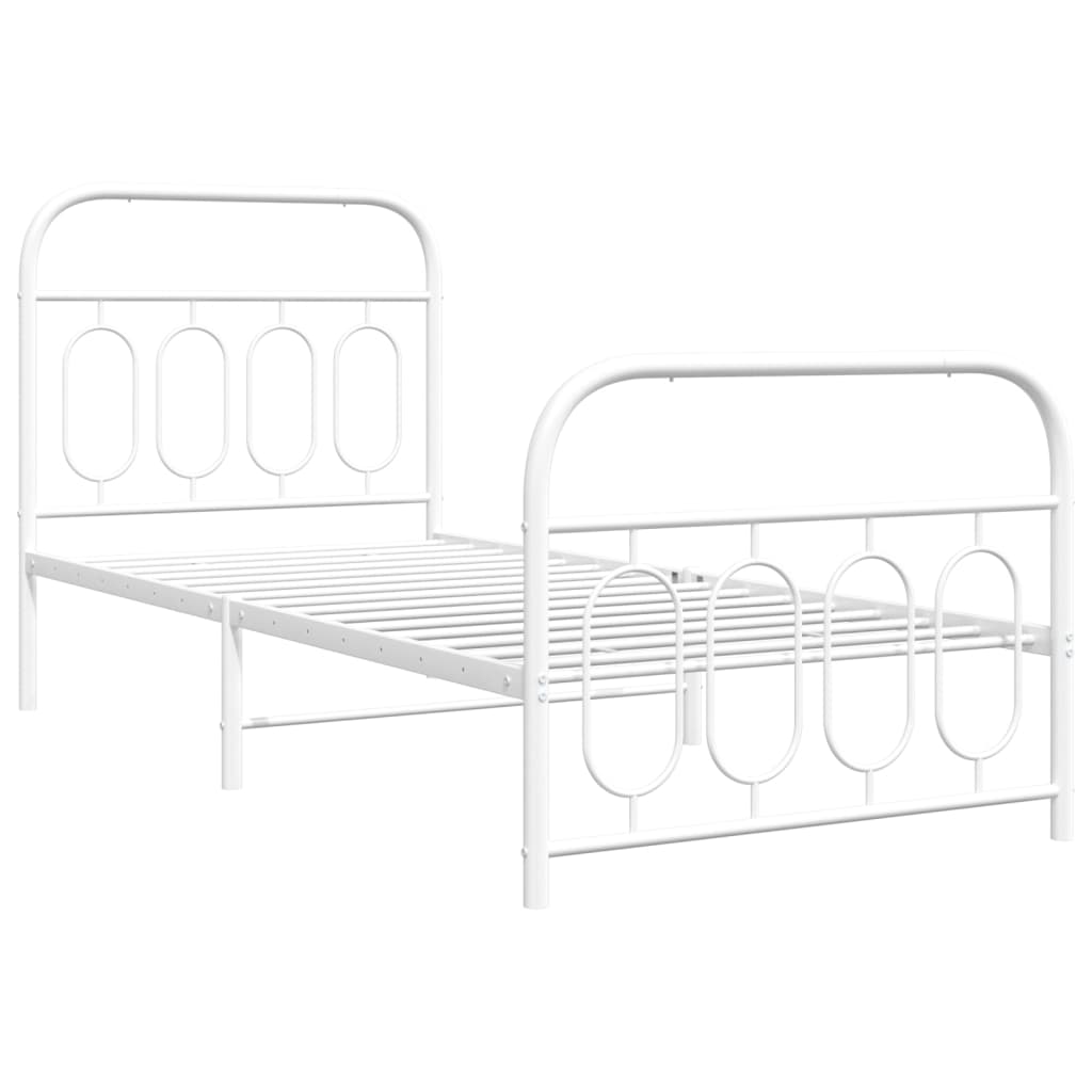 Metalni okvir kreveta uzglavlje i podnožje bijeli 80x200 cm