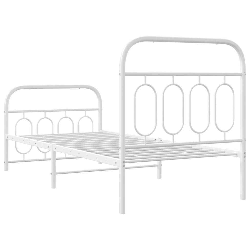 Metalni okvir kreveta uzglavlje i podnožje bijeli 80x200 cm