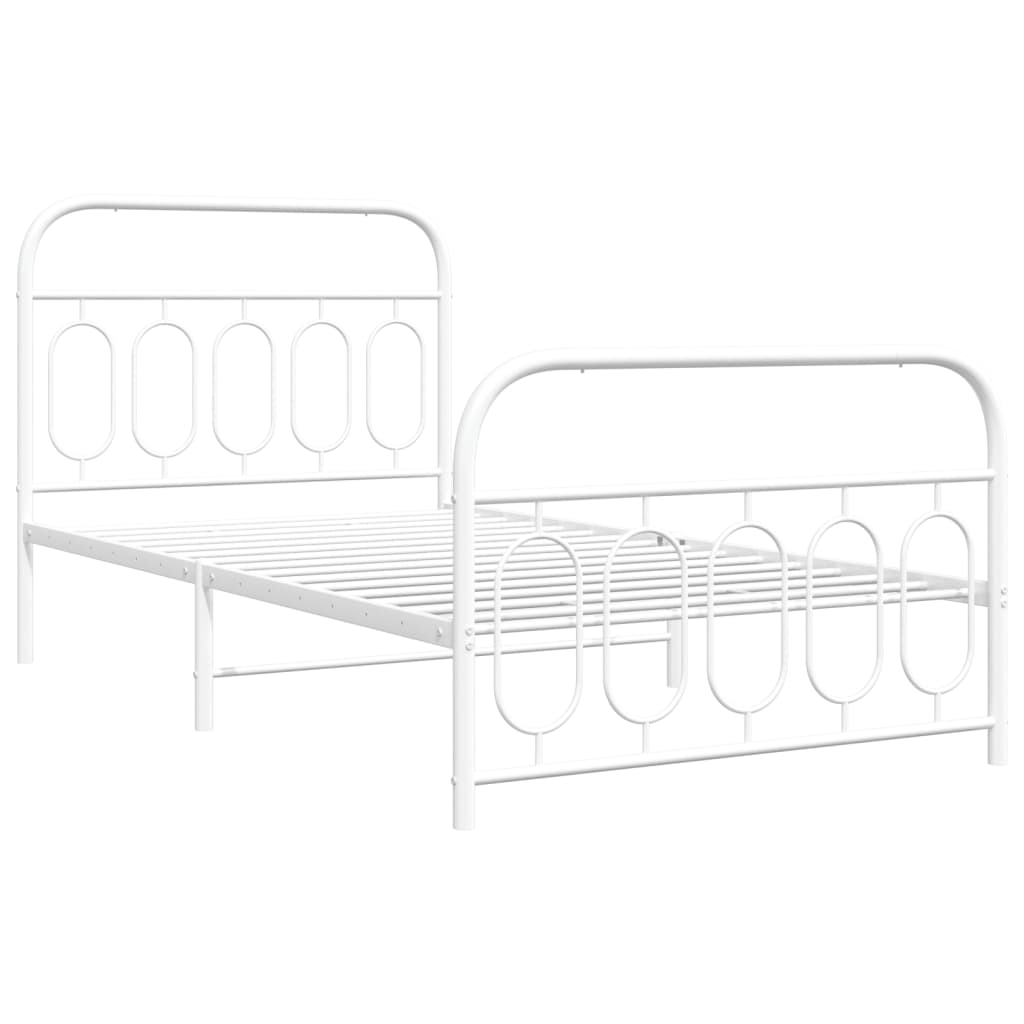 Metalni okvir kreveta uzglavlje i podnožje bijeli 107x203 cm