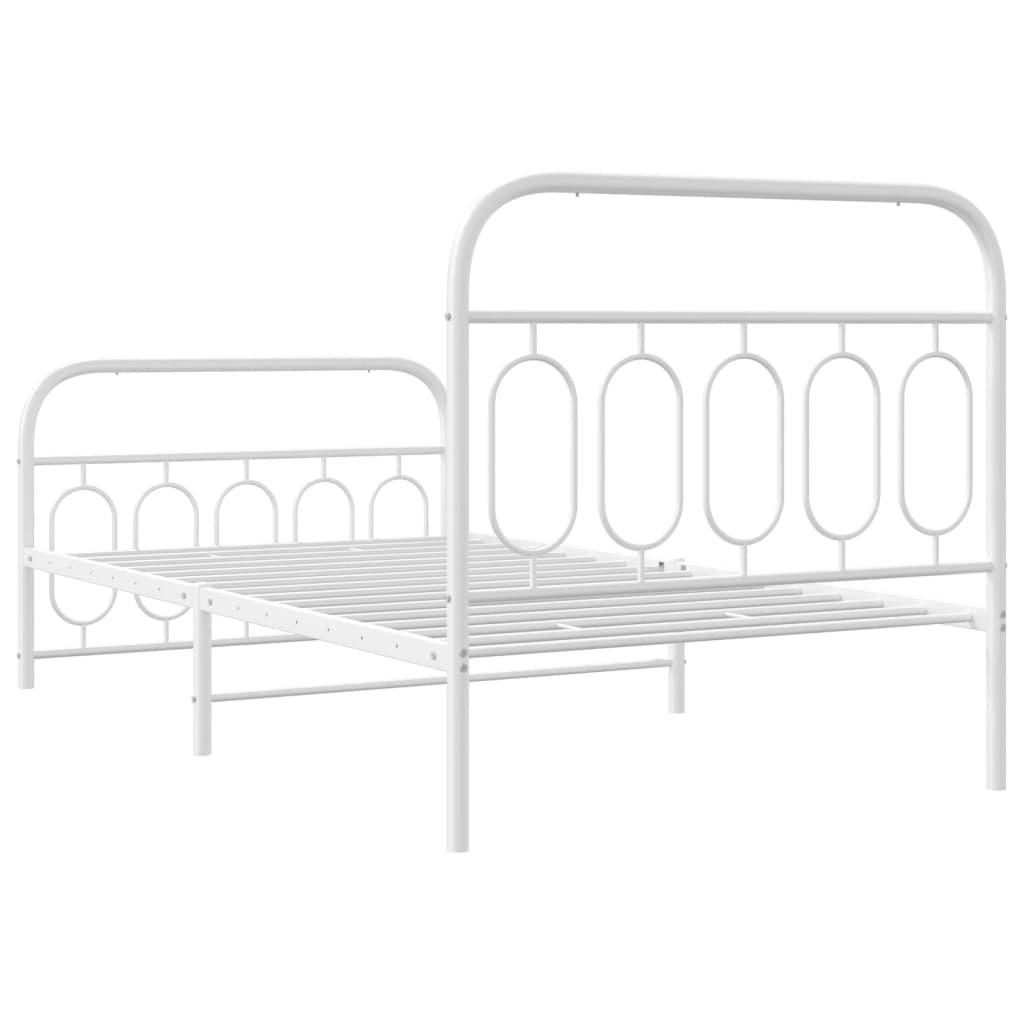 Metalni okvir kreveta uzglavlje i podnožje bijeli 107x203 cm