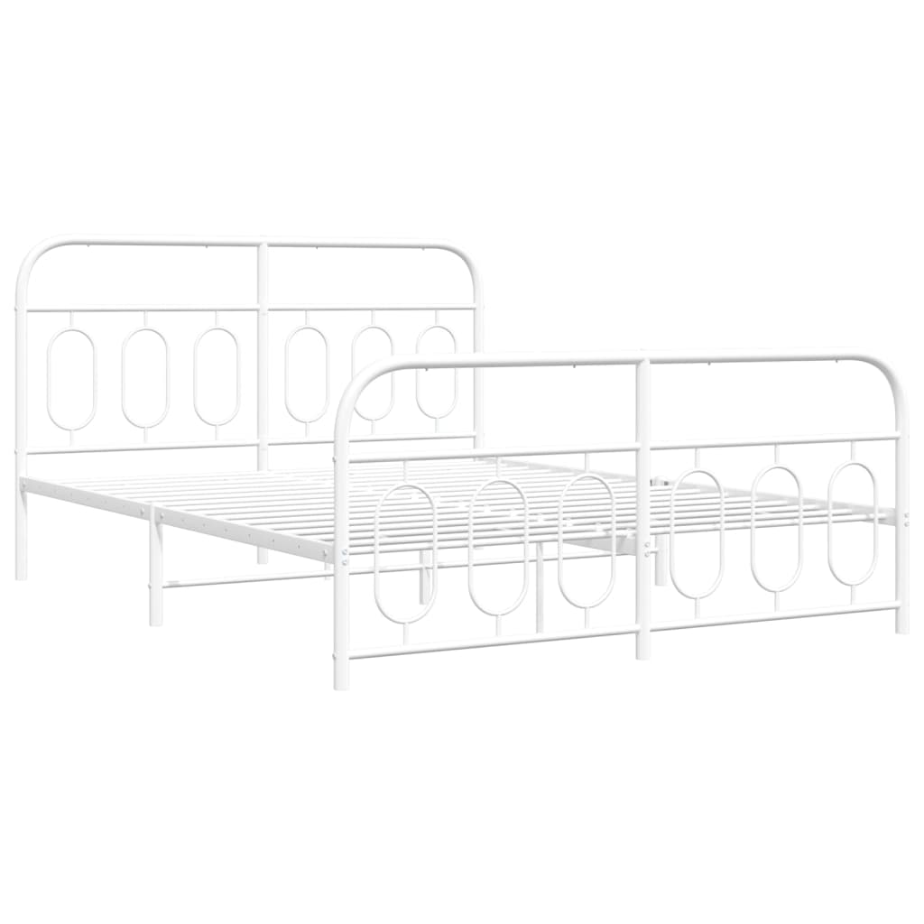 Metalni okvir kreveta uzglavlje i podnožje bijeli 150 x 200 cm