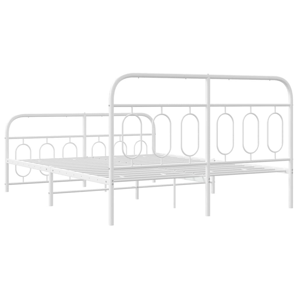 Metalni okvir kreveta uzglavlje i podnožje bijeli 150 x 200 cm