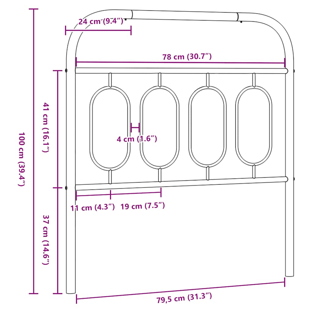 Metalno zamjensko uzglavlje bijelo 80 cm