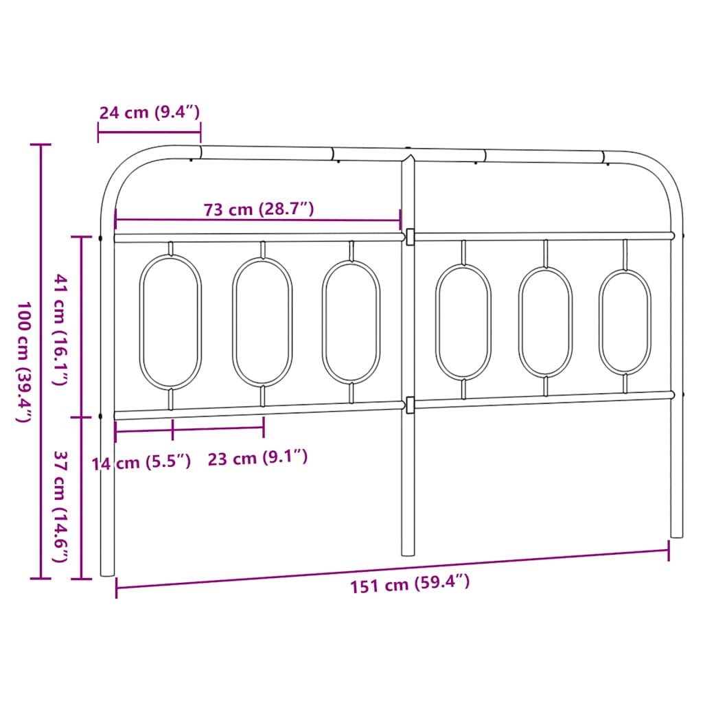 Metalno zamjensko uzglavlje bijelo 150 cm