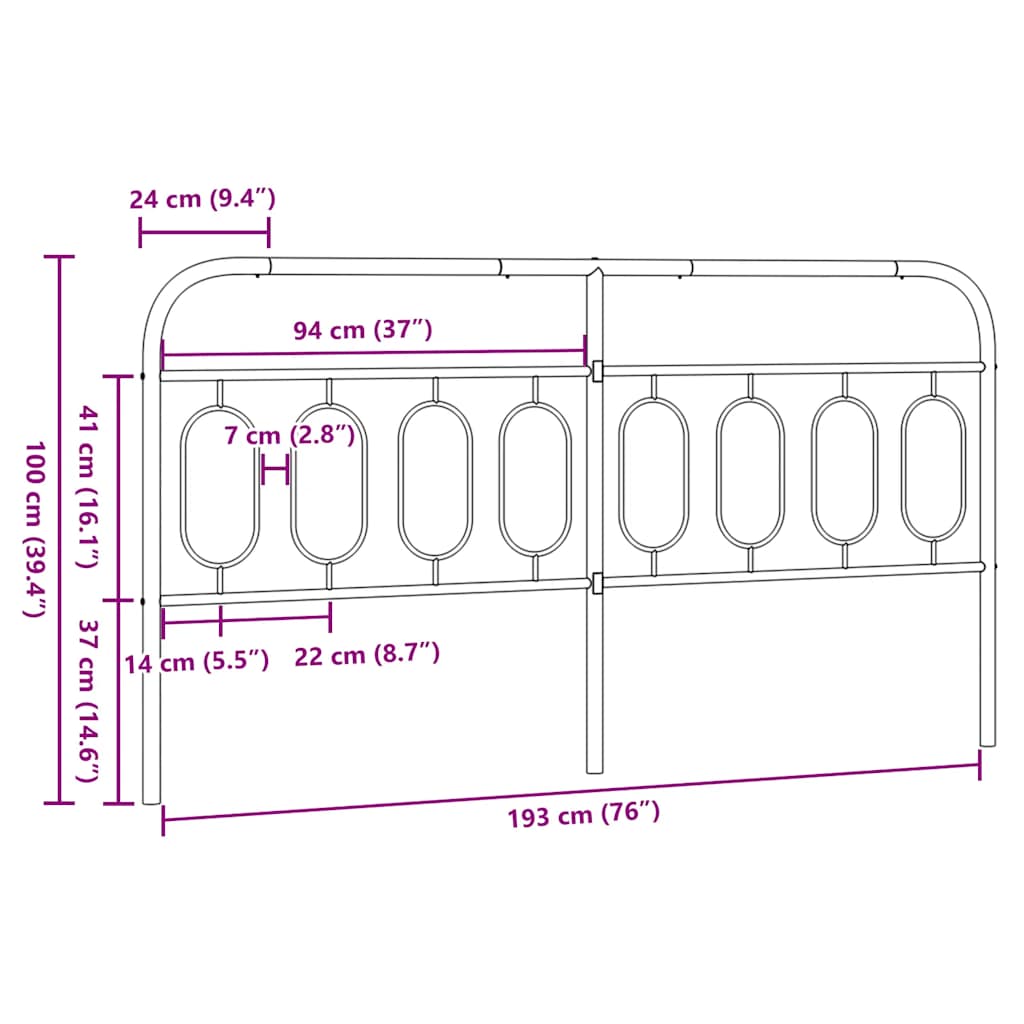 Metalno zamjensko uzglavlje bijelo 193 cm