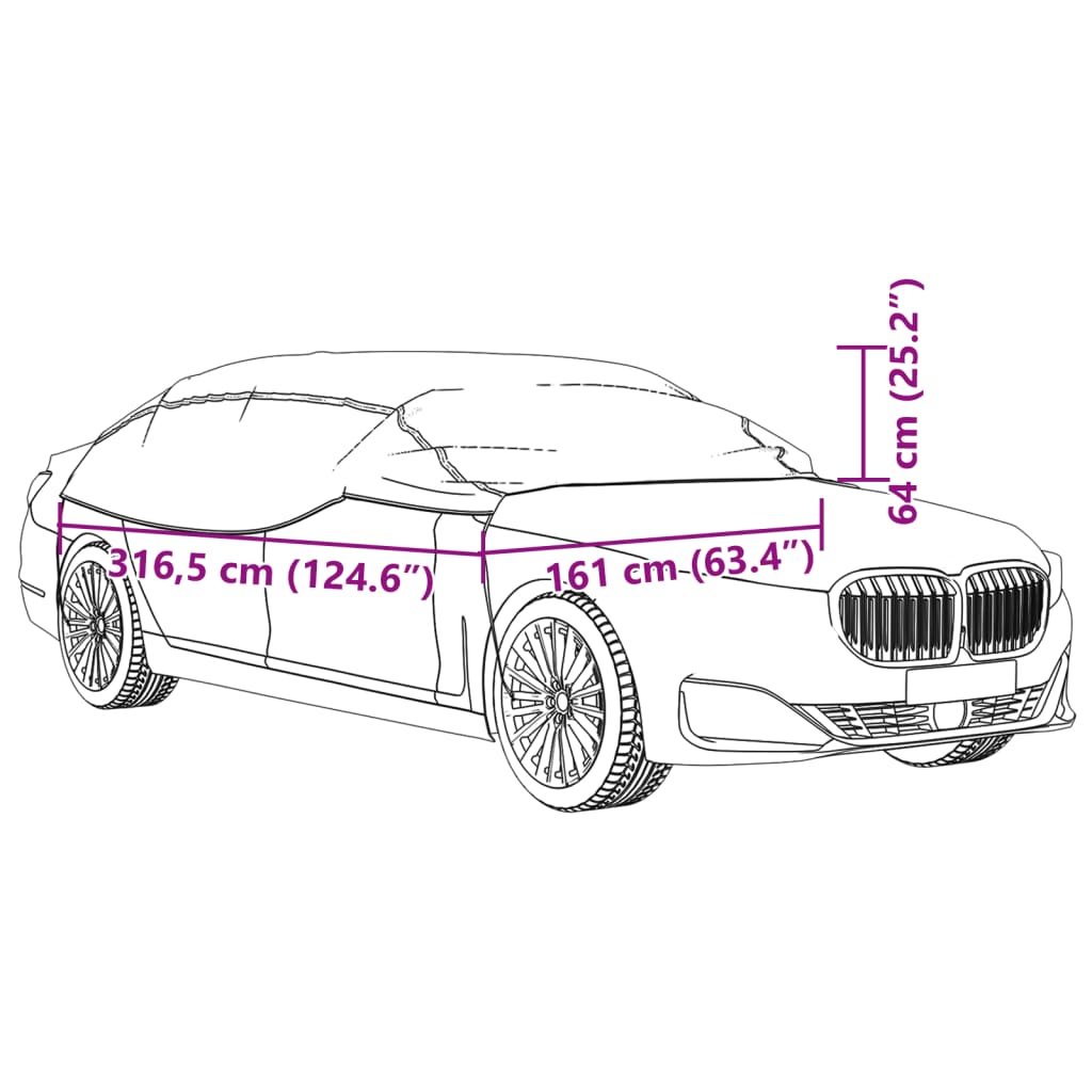 Navlaka za pola automobila s kukama srebrna XL