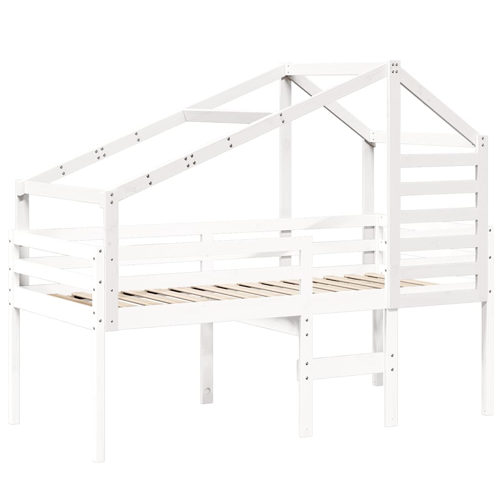 Krov za dječji krevet bijeli 198 x 97 x 113 cm masivna borovina
