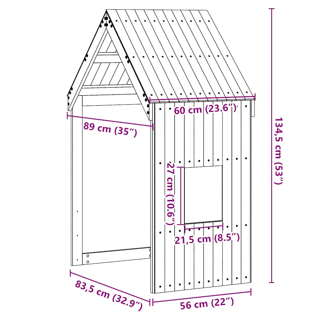 Krov za dječji krevet 60 x 89 x 134,5 cm od masivne borovine