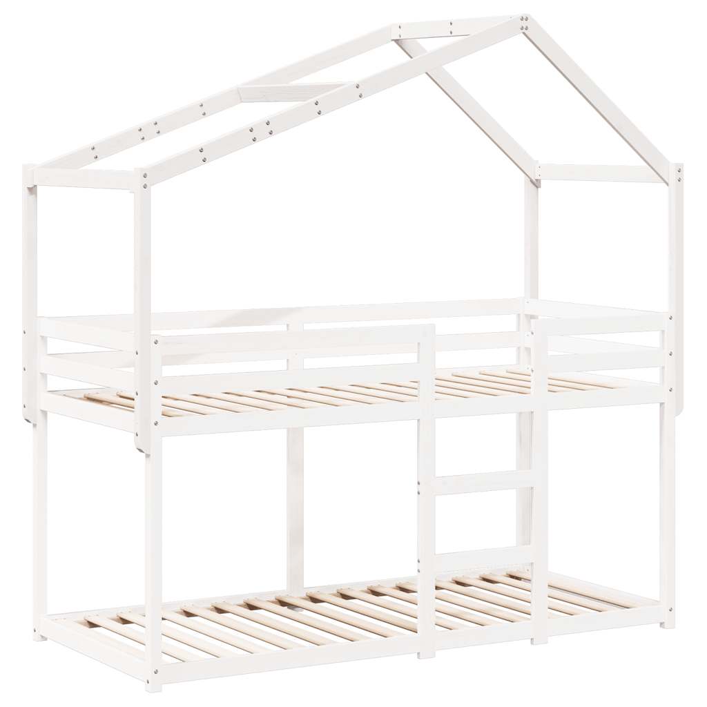 Krov za dječji krevet bijeli 213x95,5x144,5 cm masivna borovina