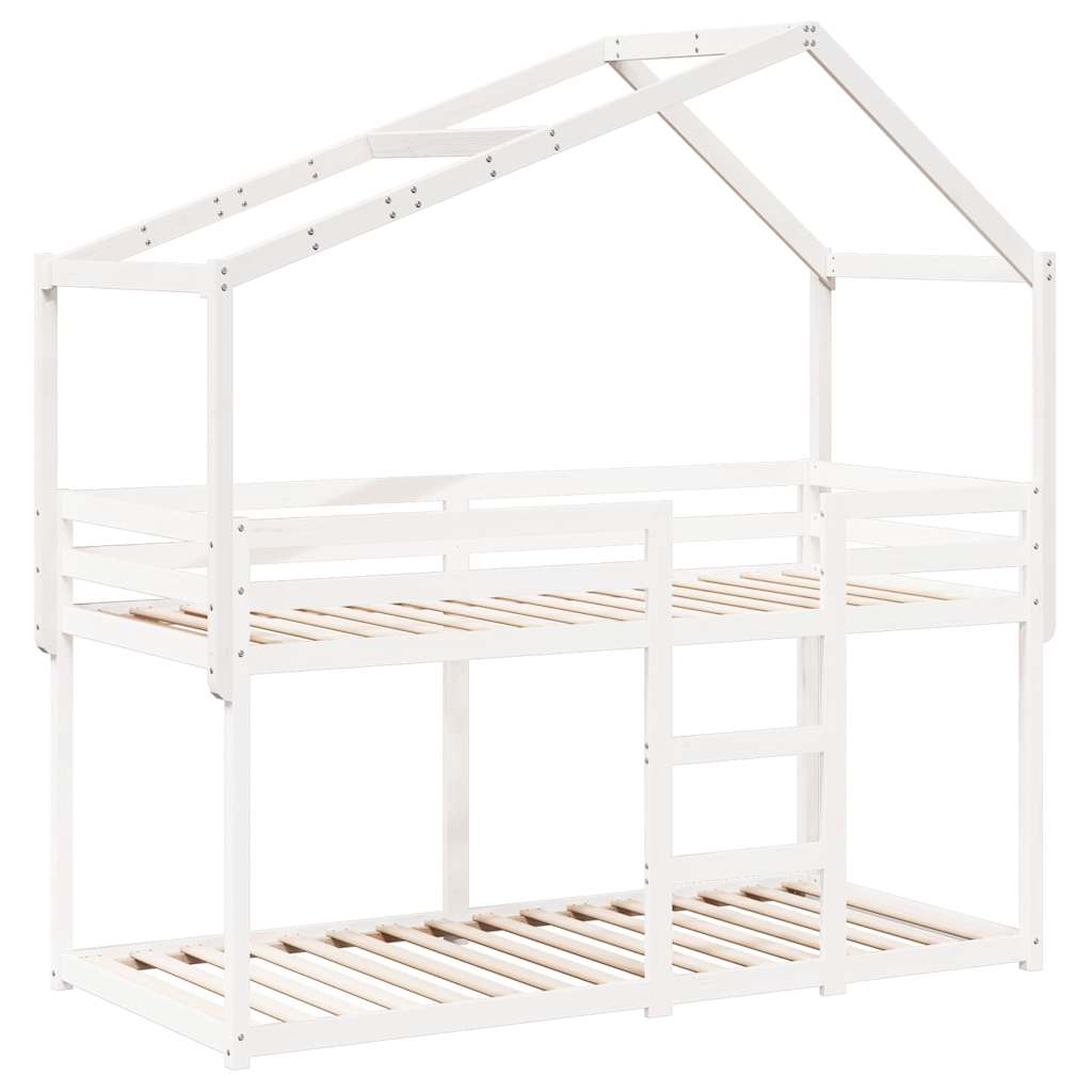 Krov za dječji krevet bijeli 203x95,5x142 cm masivna borovina