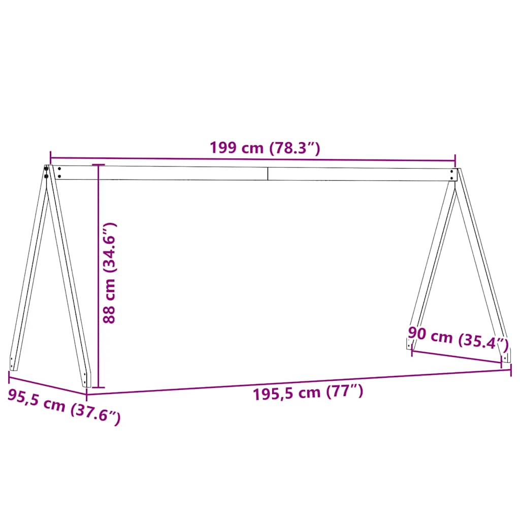 Krov za dječji krevet voštano smeđi 199 x 95,5 x 88 cm borovina