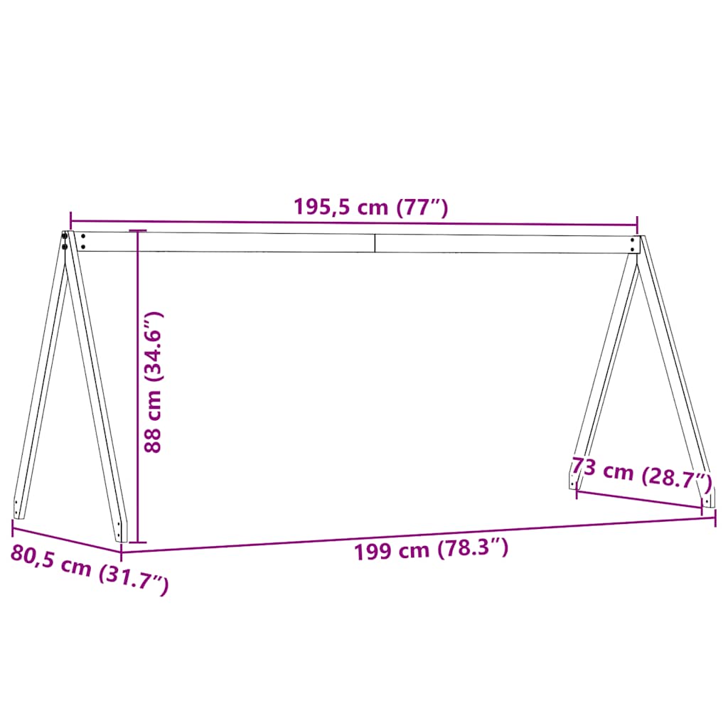 Krov za dječji krevet 199 x 80,5 x 88 cm od masivne borovine