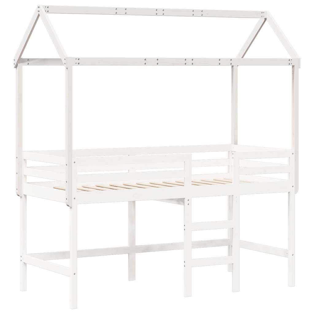 Krov za dječji krevet bijeli 217x85,5x154 cm masivna borovina