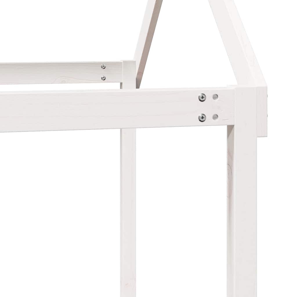 Krov za dječji krevet bijeli 217x85,5x154 cm masivna borovina