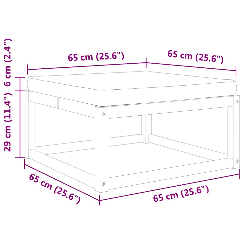 Vrtni tabure s jastukom 65x65x29 cm od masivnog drva bagrema
