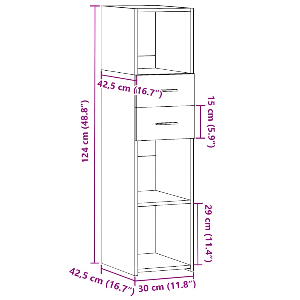 Visoka komoda crna 30 x 42,5 x 124 cm od konstruiranog drva