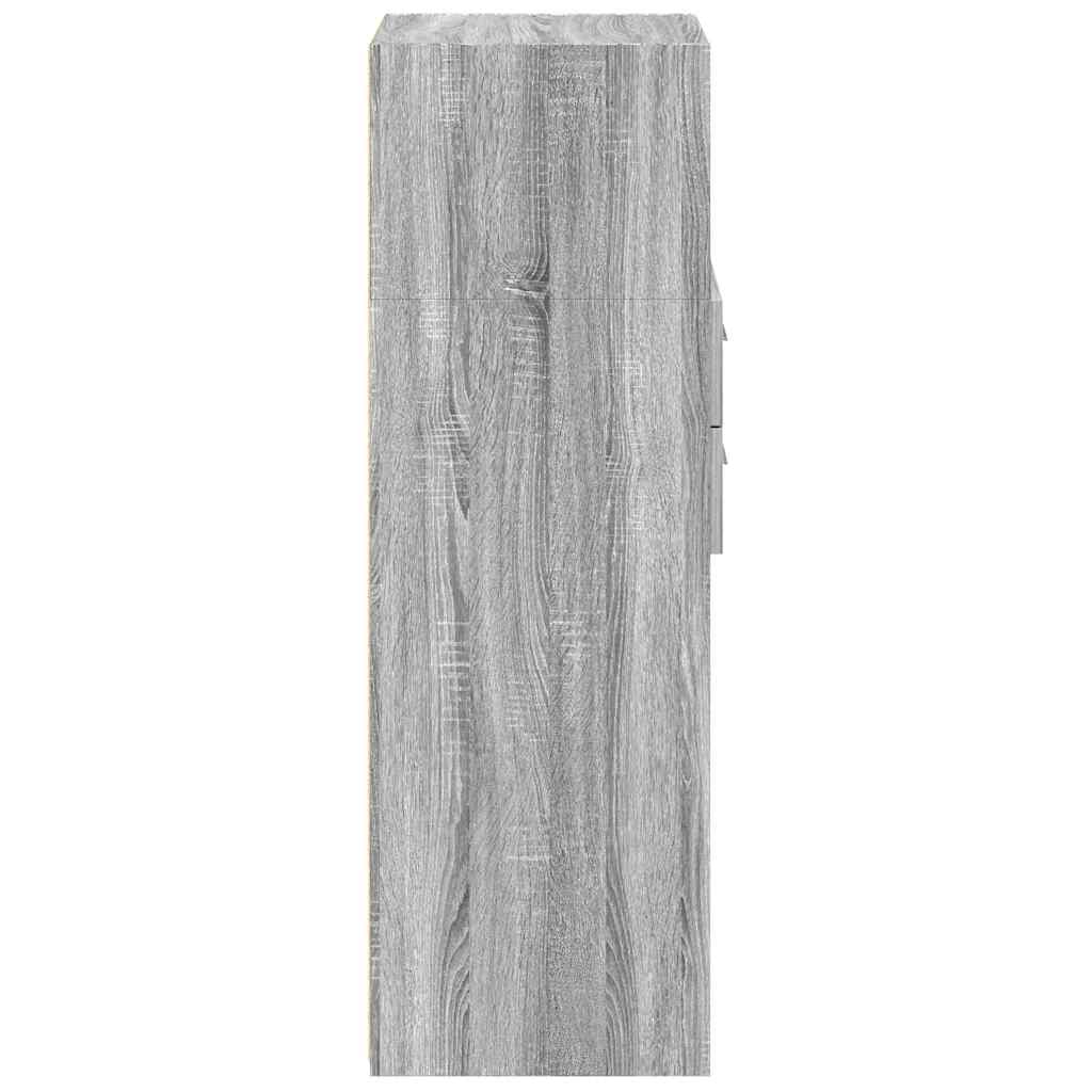 Visoka komoda siva boja hrasta 40x42,5x124 cm konstruirano drvo