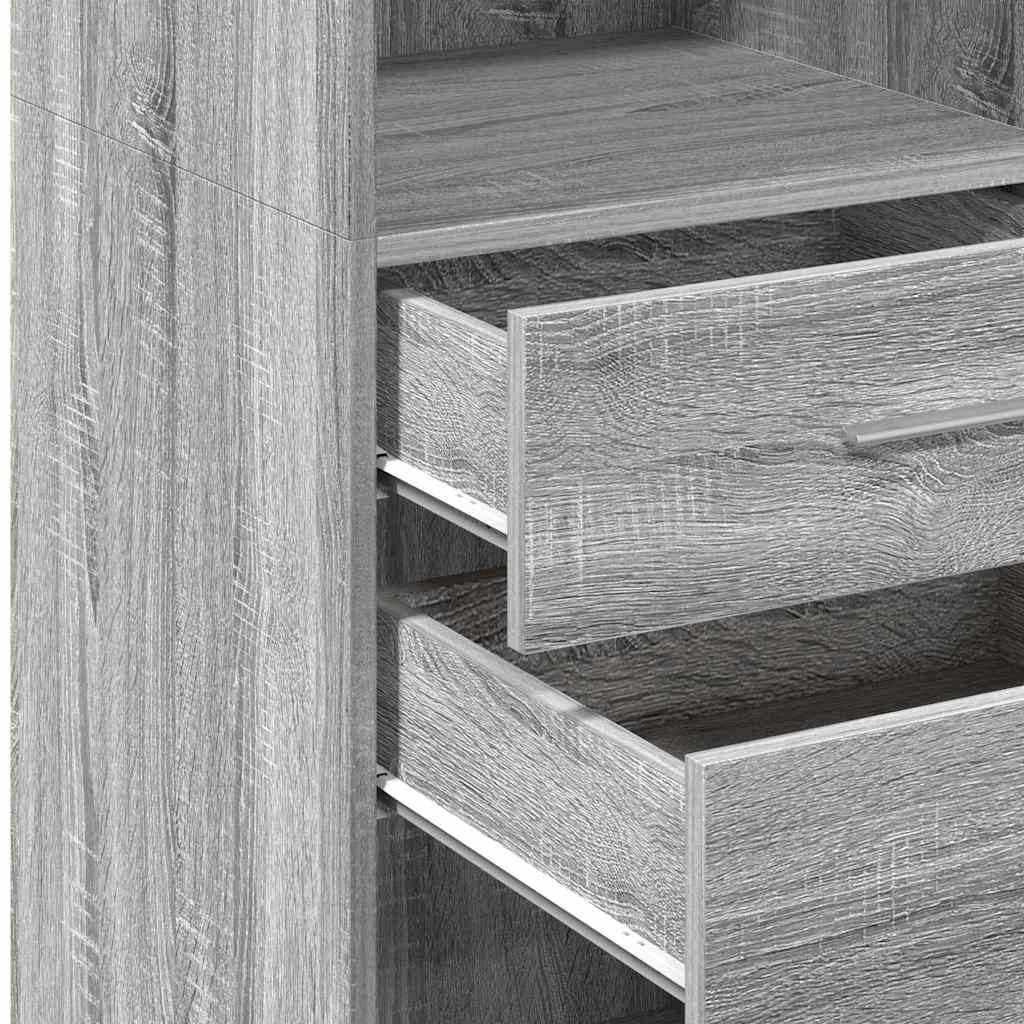 Visoka komoda siva boja hrasta 40x42,5x124 cm konstruirano drvo