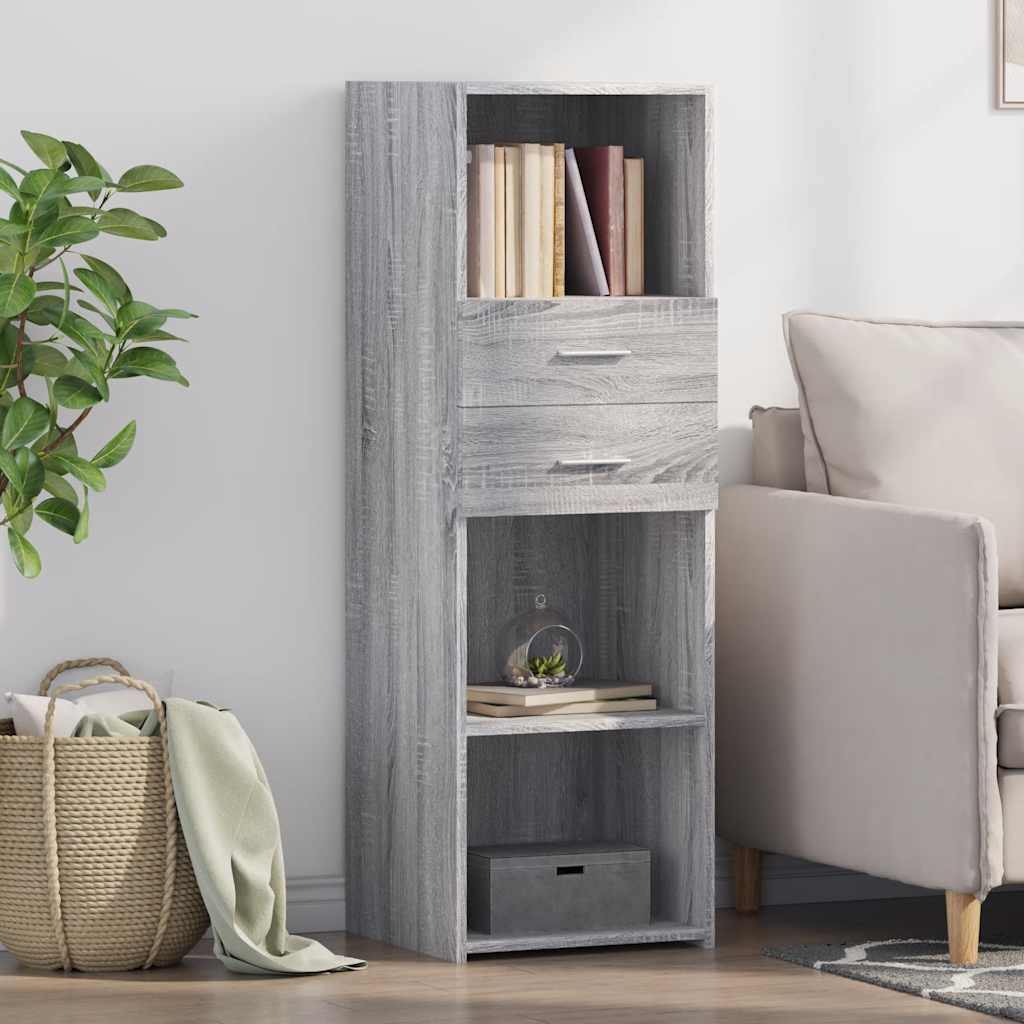 Visoka komoda siva boja hrasta 40x42,5x124 cm konstruirano drvo