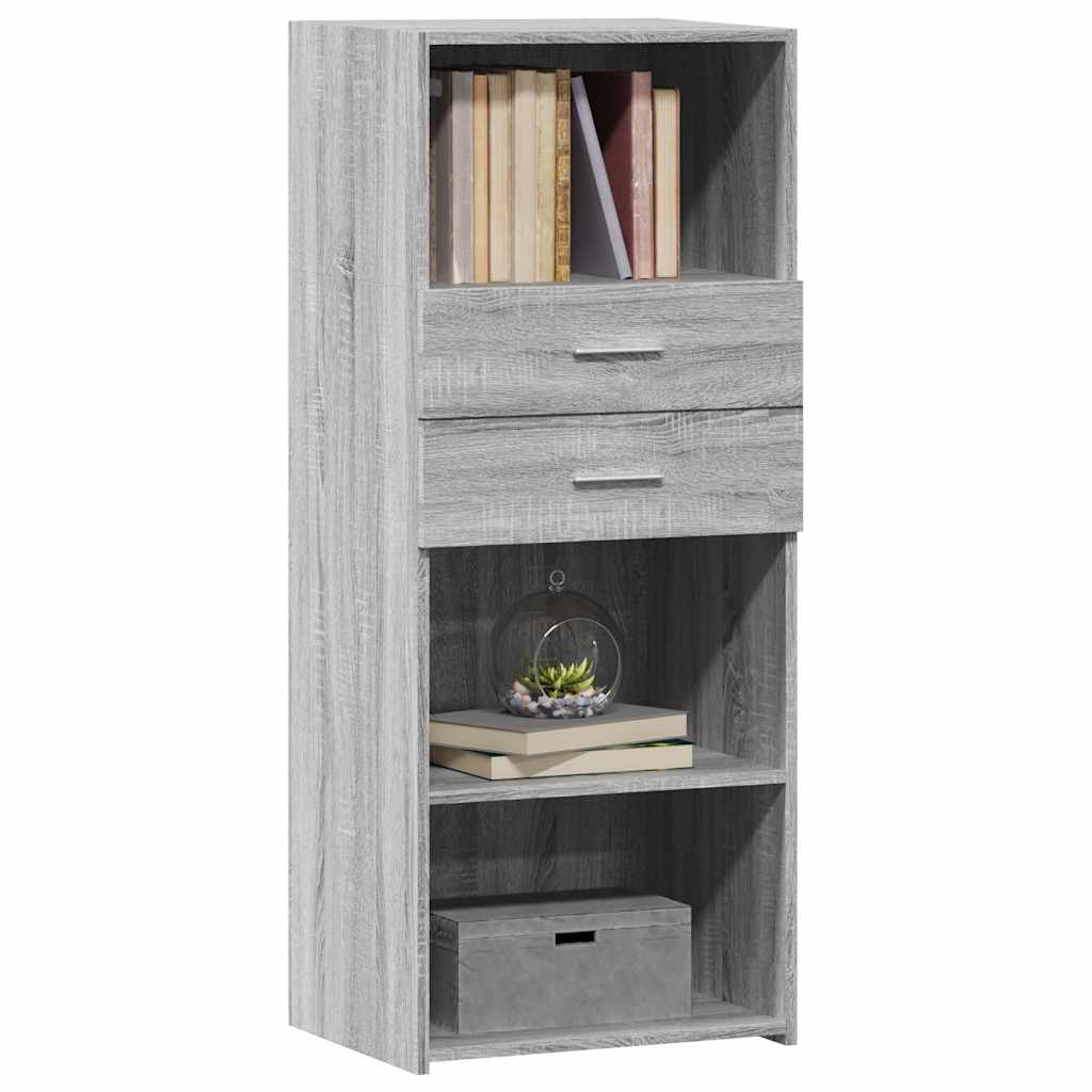 Visoka komoda siva boja hrasta 50x42,5x124 cm konstruirano drvo