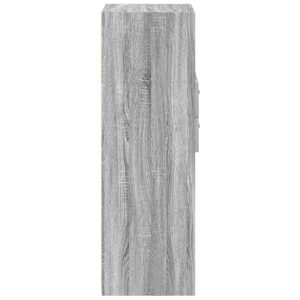 Visoka komoda siva boja hrasta 50x42,5x124 cm konstruirano drvo