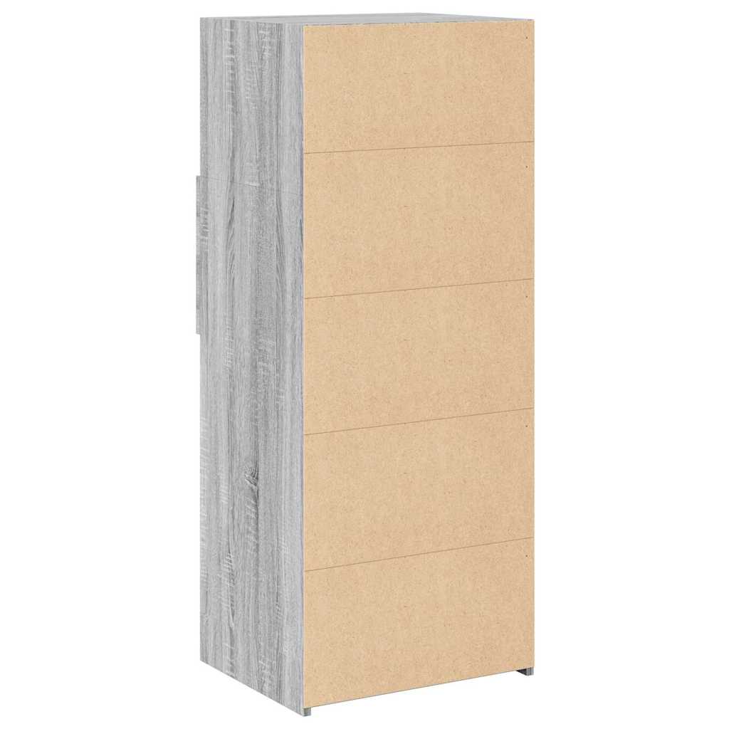 Visoka komoda siva boja hrasta 50x42,5x124 cm konstruirano drvo
