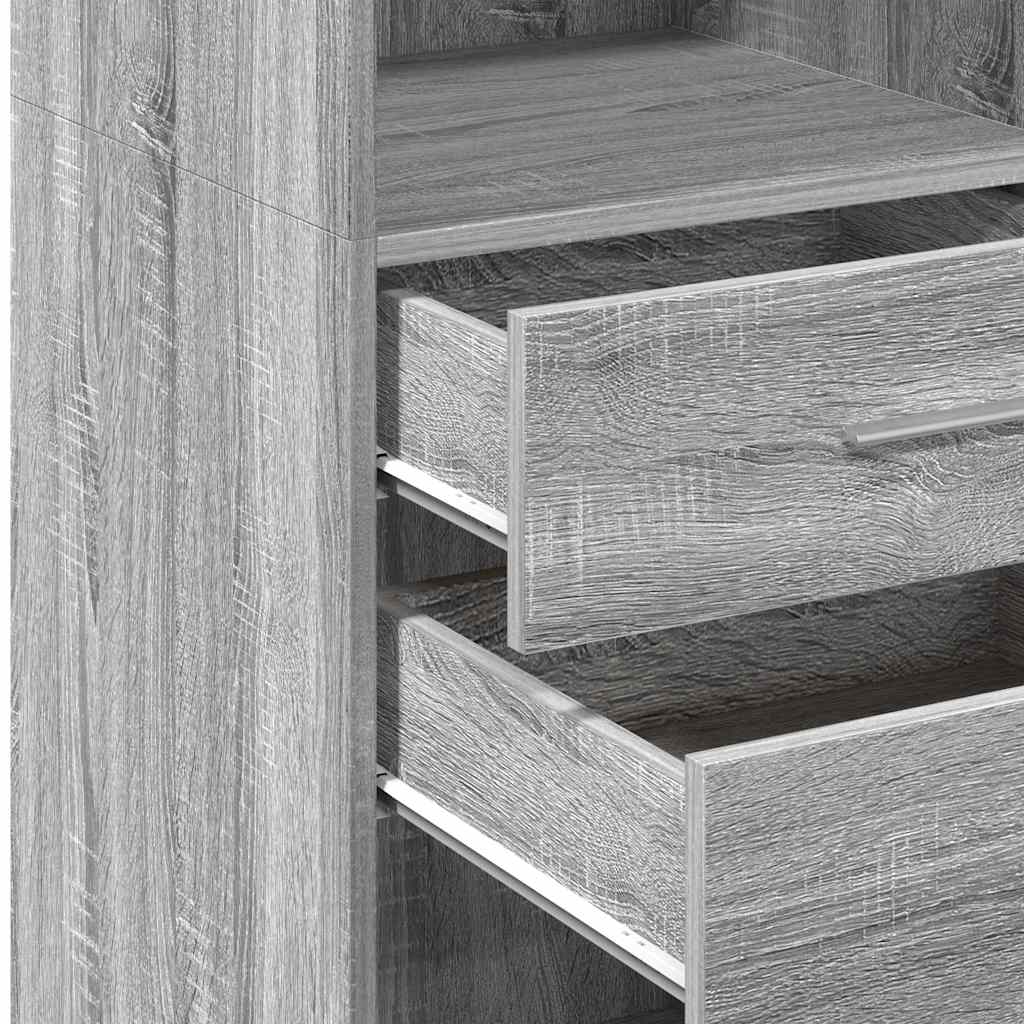Visoka komoda siva boja hrasta 50x42,5x124 cm konstruirano drvo