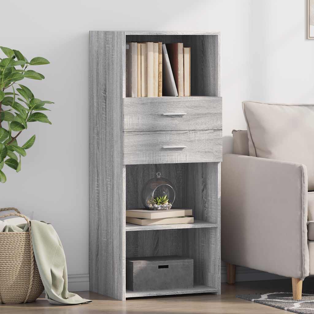 Visoka komoda siva boja hrasta 50x42,5x124 cm konstruirano drvo