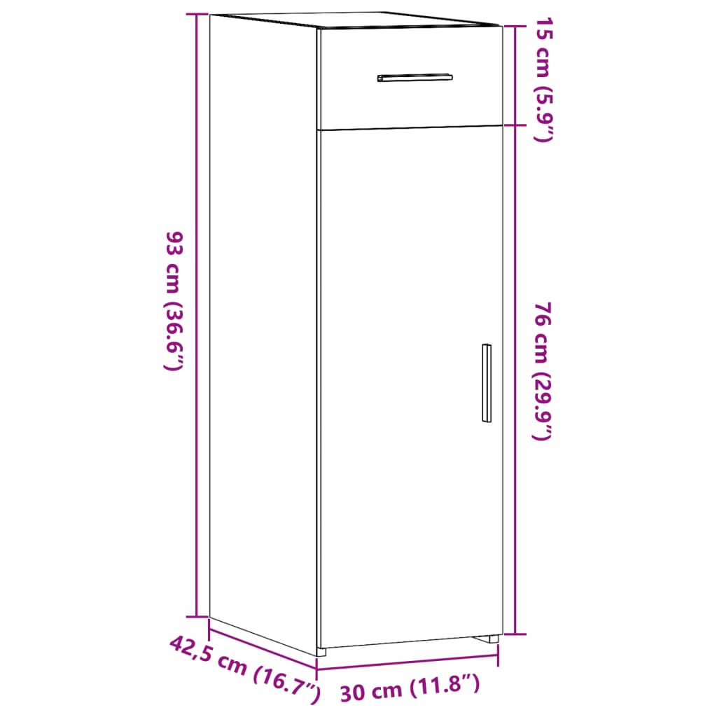 Komoda boja dimljenog hrasta 30x42,5x93 cm konstruirano drvo