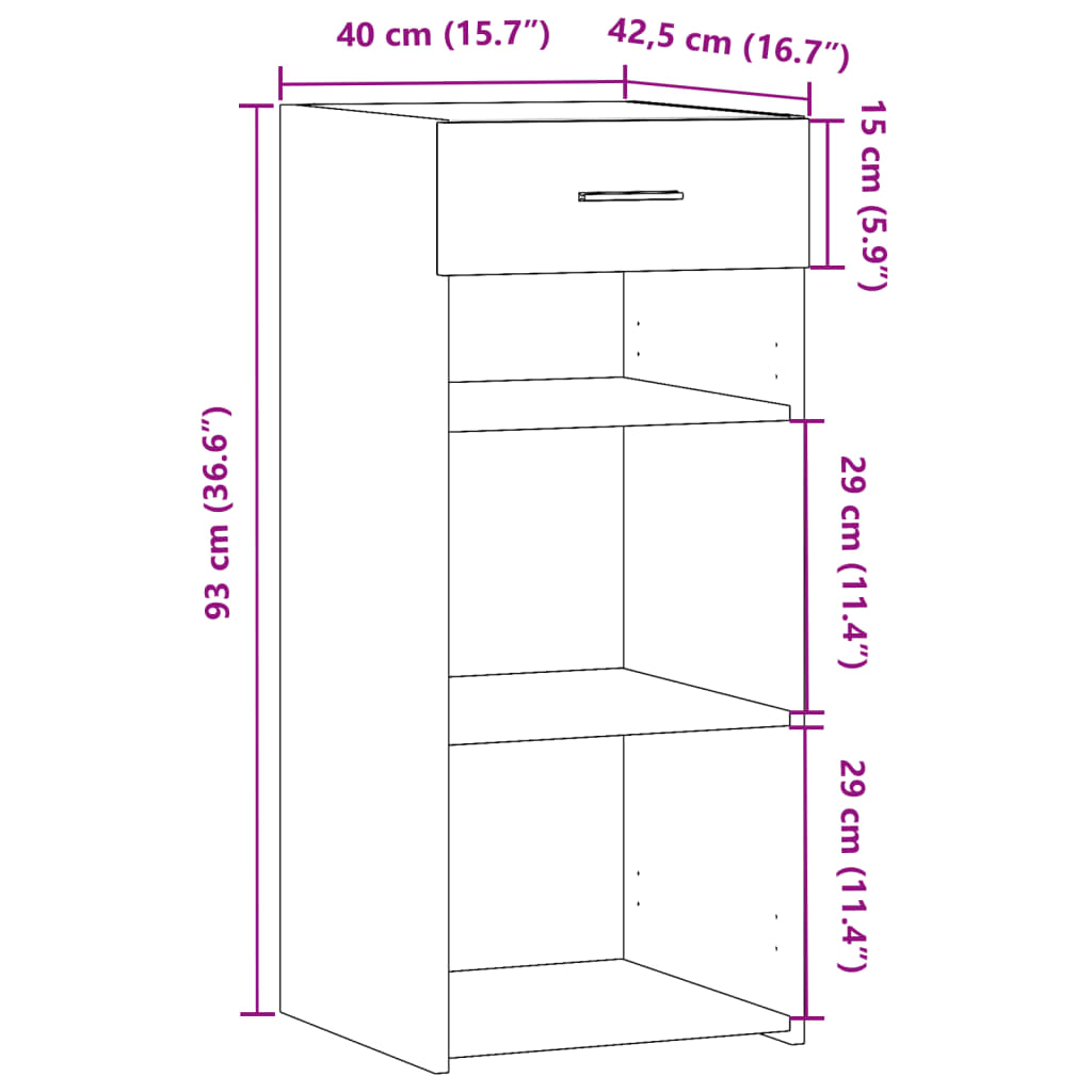 Komoda siva boja hrasta 40 x 42,5 x 93 cm od konstruiranog drva