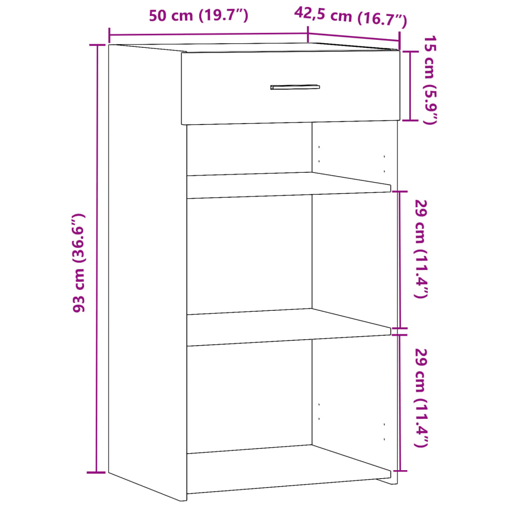 Komoda siva boja betona 50 x 42,5 x 93 cm od konstruiranog drva
