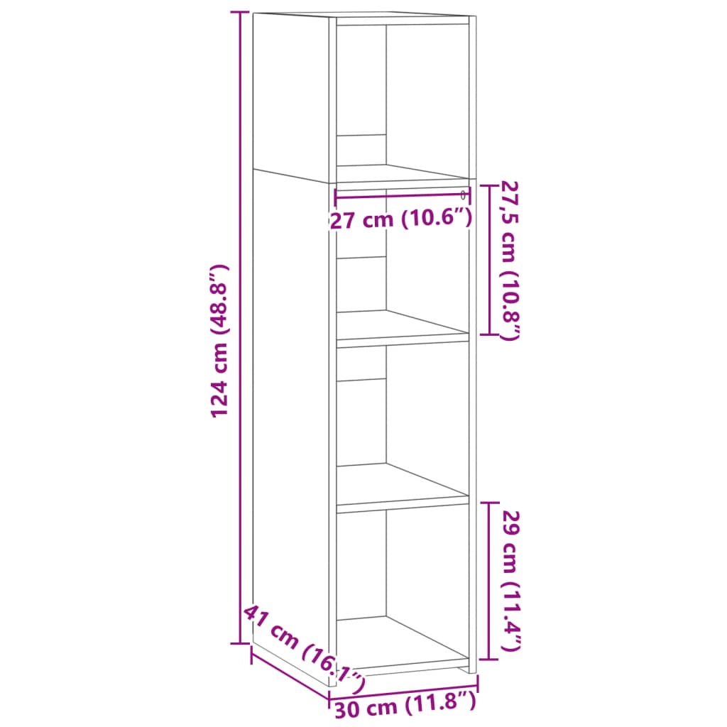 Visoka komoda hrasta sonome 30x41x124 cm od konstruiranog drva