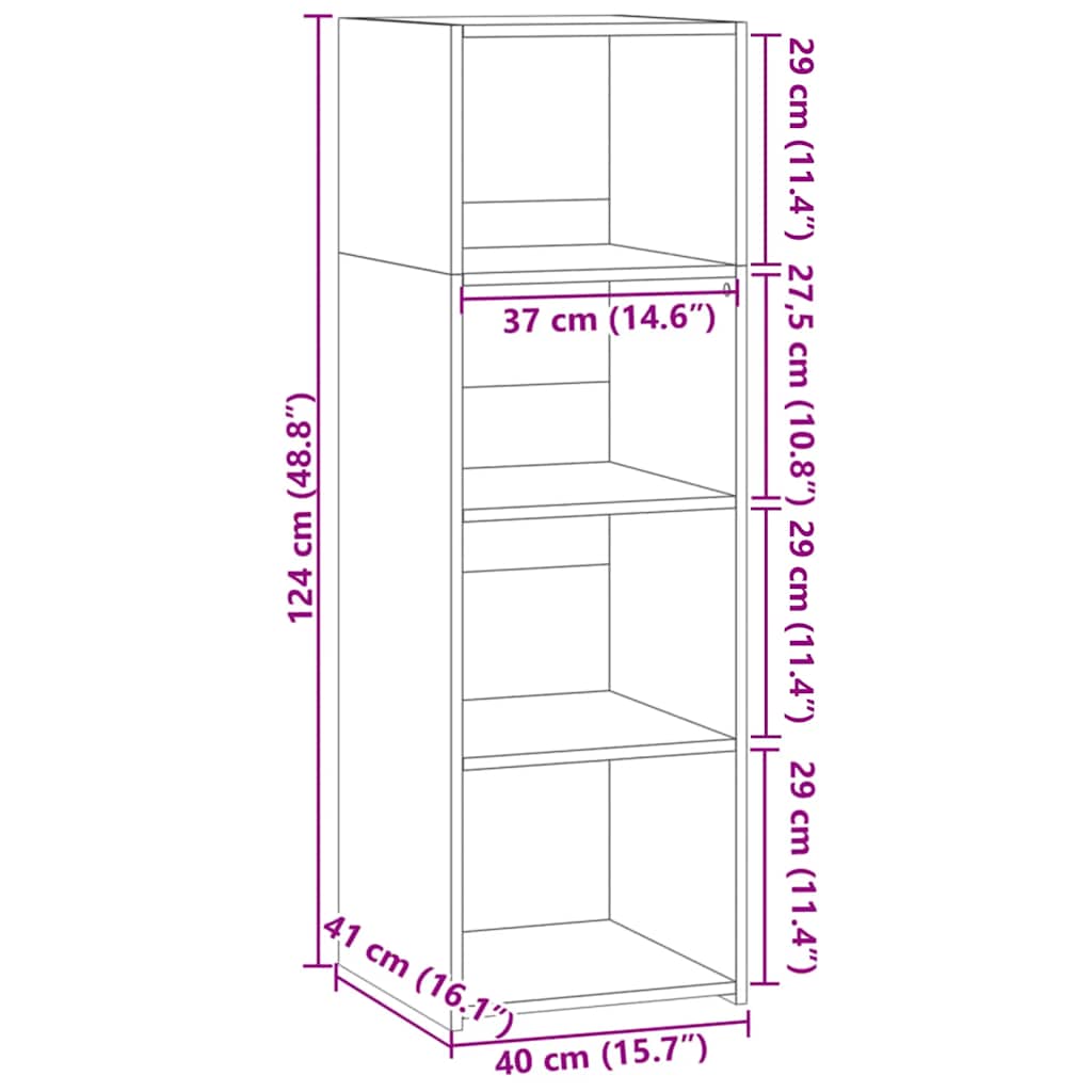 Visoka komoda hrasta sonome 40x41x124 cm od konstruiranog drva